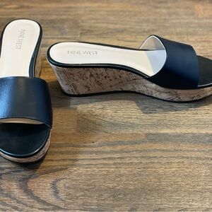 Nine West Black Wedge Sandals